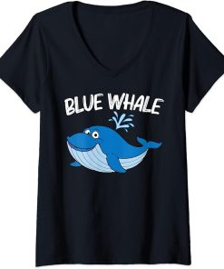 Womens Funny Whale Art For Men Women Orca Narwhal Blue Whales V-Neck T-Shirt