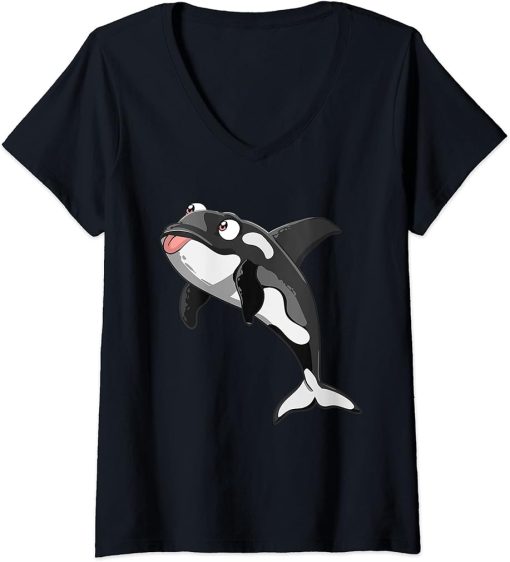 Womens Funny Killer Orca Whale Lover V-Neck T-Shirt