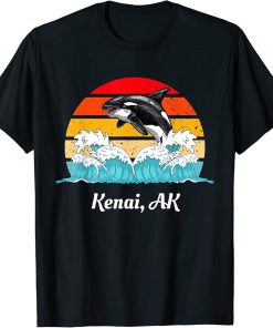 Vintage Kenai AK Distressed Orca Killer Whale Art T-Shirt