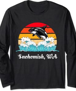 Vintage Snohomish WA Distressed Orca Killer Whale Art Long Sleeve T-Shirt