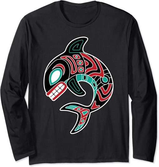 Northwest Coast Orca Native American Totem Killer Whale Long Sleeve T-Shirt