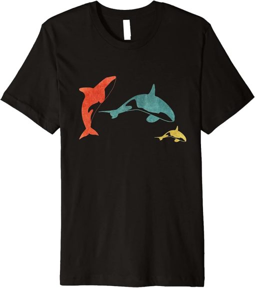 Orcas Whales Retro Premium T-Shirt